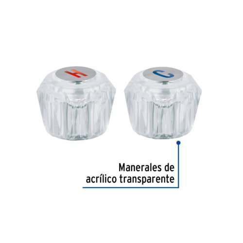 49244 - Juego 2 manerales acrílico trans p/lavabo y fregadero, Basic