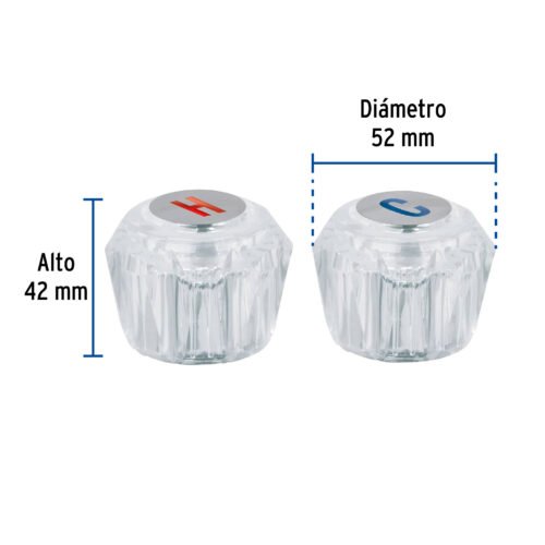 49244 - Juego 2 manerales acrílico trans p/lavabo y fregadero, Basic
