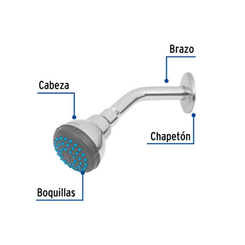 49245 - Regadera redonda 2-1/2" brazo y chapetón de acero, Basic