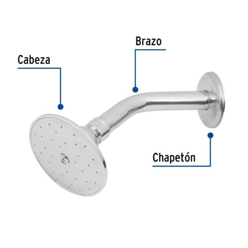 49247 - Regadera redonda 3-1/2" brazo y chapetón de acero, Aqua