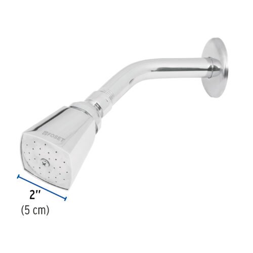 49248 - Regadera cuadrada 2" brazo y chapetón de acero, Foset Aqua