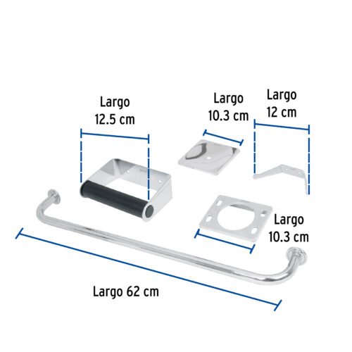 49255 - Juego de 5 accesorios para baño, acero inoxidable, BASIC