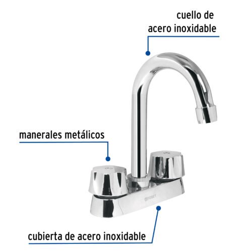 49275 - Mezcladora 4" para lavabo, cuello bar, cartucho cerámico