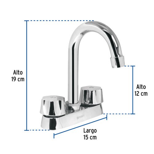 49275 - Mezcladora 4" para lavabo, cuello bar, cartucho cerámico