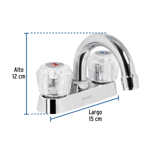 49276 - Mezcladora 4" para lavabo, cuello curvo, manerales acrílico