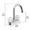 49277 - Mezcladora 4" para lavabo, cuello bar, manerales de acrílico
