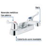 49278 - Mezcladora 4" para lavabo, nariz larga, manerales palanca