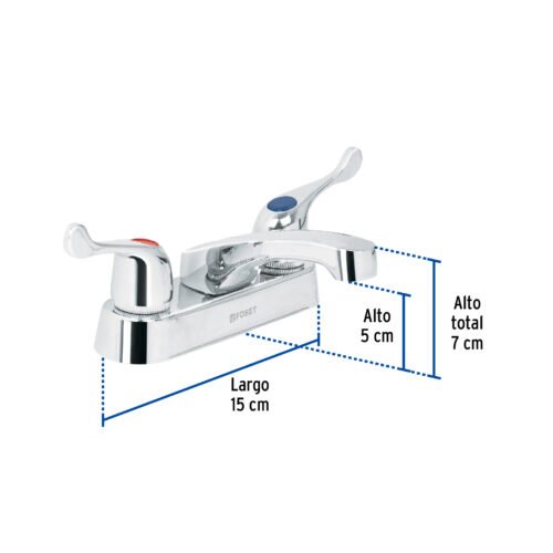 49278 - Mezcladora 4" para lavabo, nariz larga, manerales palanca