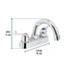 49279 - Mezcladora 4" para lavabo, cuello curvo, manerales palanca