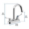 49280 - Mezcladora 4" para lavabo, cuello bar, manerales palanca