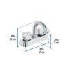 49282 - Mezcladora 4" lavabo, ABS, cuello curvo, hexagonal, BASIC