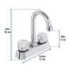 49288 - Mezcladora 4" lavabo, ABS, cuello bar, hexagonal, BASIC