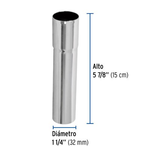 49296 - Extensión 15 cm latón cromado para contra de lavabo, 1-1/4"