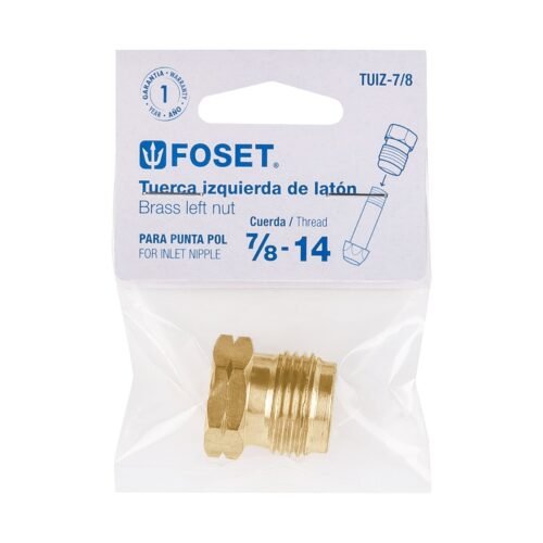 49300 - Tuerca izquierda de latón 7/8" en bolsa, Foset