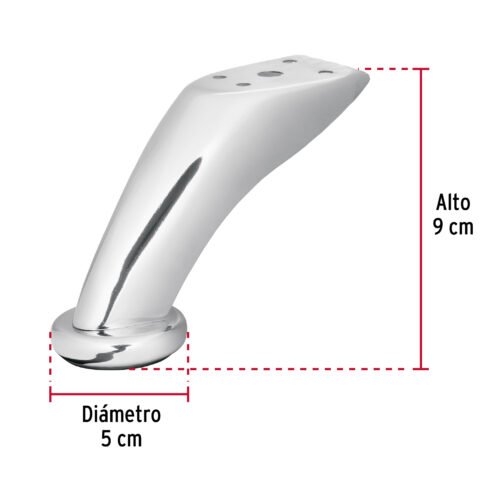 49302 - Pata para sofa y mueble, cromo, 90 mm altura, HERMEX