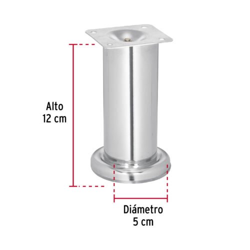 49303 - Pata para sofa y mueble, cromo, 120 mm altura, HERMEX