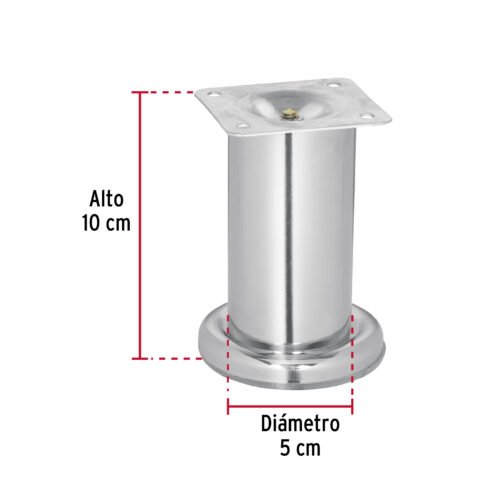 49304 - Pata para sofa y mueble, cromo, 100 mm altura, HERMEX