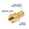 49312 - Adaptador hembra de latón 3/4" para poliducto, Foset