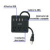 49321 - Multicontacto 16 AWG doméstico, 3 entradas 4 ptos USB, negro