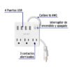 493221 49322 - Multicontacto 16 AWG doméstico 3 entradas 4 ptos USB, blanco