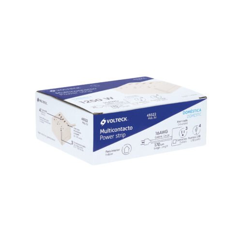 493223 49322 - Multicontacto 16 AWG doméstico 3 entradas 4 ptos USB, blanco