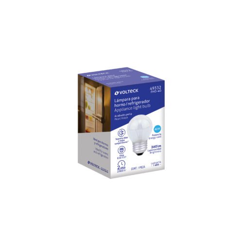 49332 - Foco incandescente 40W para horno/refrigerador, perla