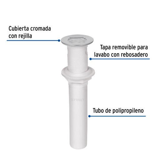 49333 - Contra para lavabo c/rebosadero, polipropileno, 1-1/4"