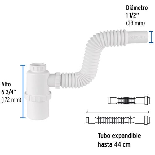 49334 - Céspol de bote 1-1/2", s/contra, polipropileno, p/fregadero