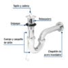 49335 - Céspol 1-1/4" c/contra, tapón y cadena, latón cromo,p/lavabo