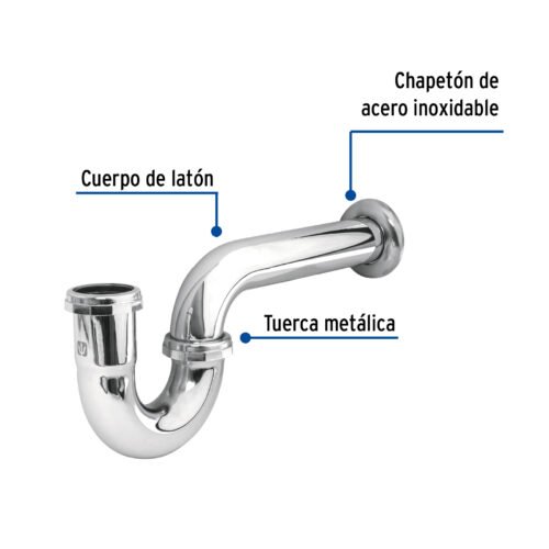 49336 - Céspol 1-1/2", sin contra, latón cromo, para fregadero