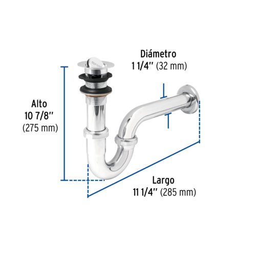 49337 - Céspol 1-1/4", contra tipo moneda, latón cromo, para lavabo