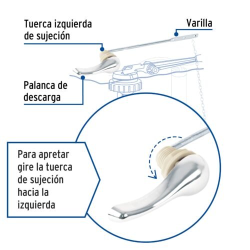 49348 - Palanca frontal metálica cromada para WC, FOSET
