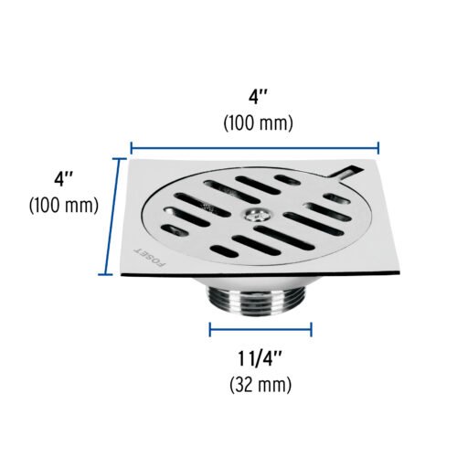 49349 - Resumidero cuadrado metálico 4" x 4", Foset