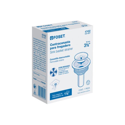 49352 - Contracanasta 3-1/2" inox, tubo latón, Foset