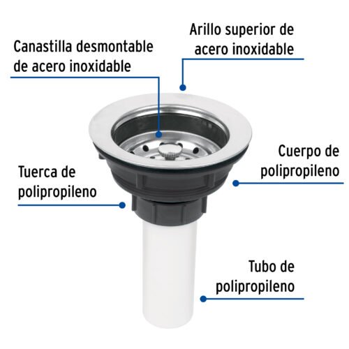 49353 - Contracanasta 3-1/2" inox, tubo plástico, Foset