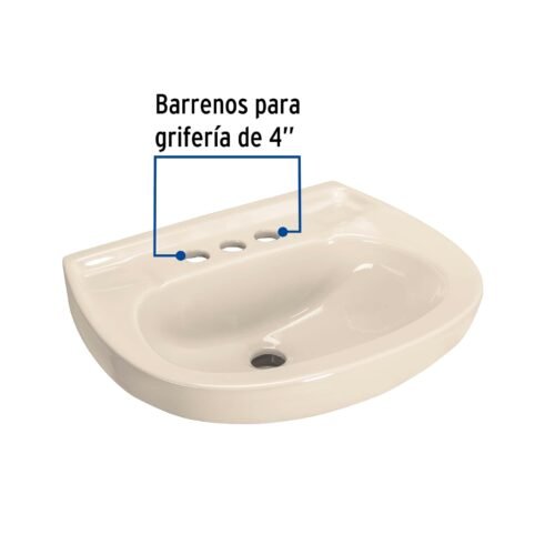 49356 - Lavabo de porcelana con rebosadero, marfil, FOSET