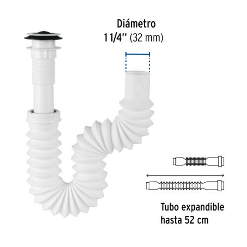 49365 - Céspol flexible 1-1/4", contra, polipropileno, para lavabo