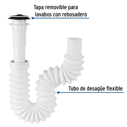 49365 - Céspol flexible 1-1/4", contra, polipropileno, para lavabo