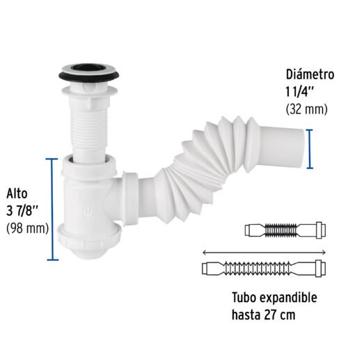 49366 - Céspol de bote 1-1/4", contra, polipropileno, para lavabo