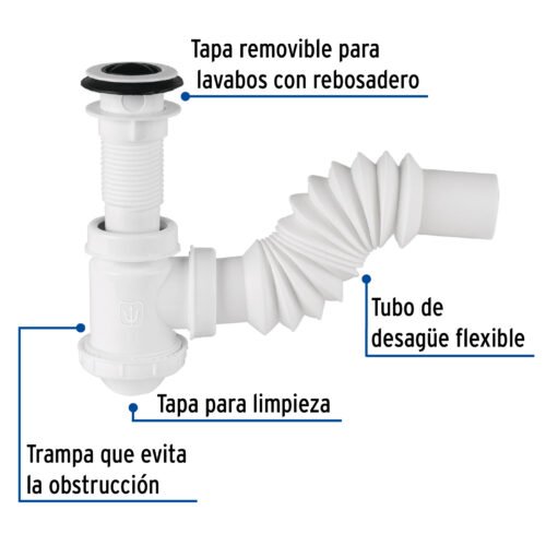 49366 - Céspol de bote 1-1/4", contra, polipropileno, para lavabo