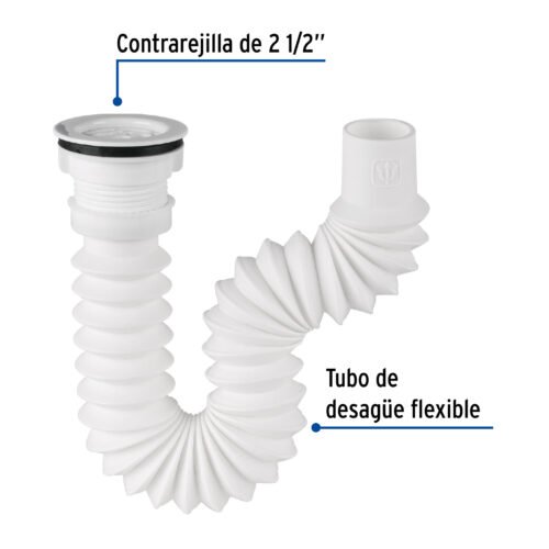 49370 - Céspol flexible 1 1/2", contra, polipropileno para fregadero