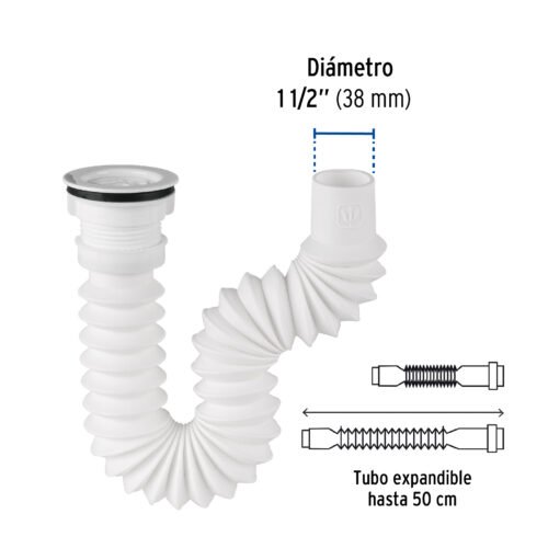 49370 - Céspol flexible 1 1/2", contra, polipropileno para fregadero