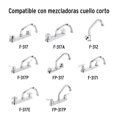 49375 - Cuello corto para mezcladora de fregadero, cromo, Basic