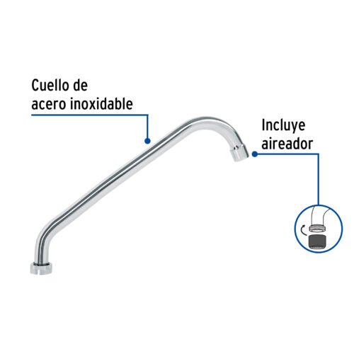 49376 - Cuello largo para mezcladora de fregadero, cromo, Basic