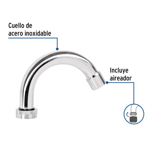 49377 - Cuello curvo para mezcladora de lavabo, cromo, Basic