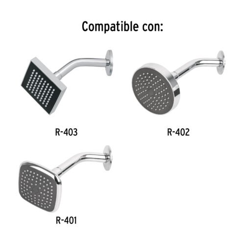 49378 - Brazo de acero cromado y chapetón de acero inox p/regadera