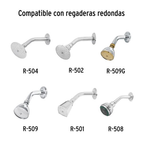 49378 - Brazo de acero cromado y chapetón de acero inox p/regadera