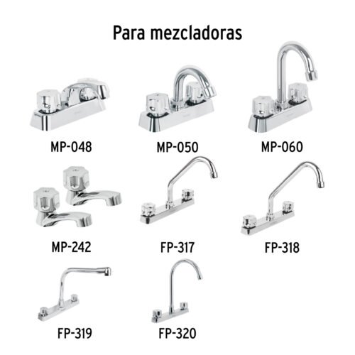 49389 - Juego de manerales hex de ABS p/lav-fregadero, cromo, Basic