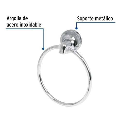 49396 - Toallero de argolla de acero inoxidable, Foset Aqua