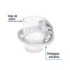 49398 - Portavaso cepillero metálico con vaso de vidrio, Foset Aqua
